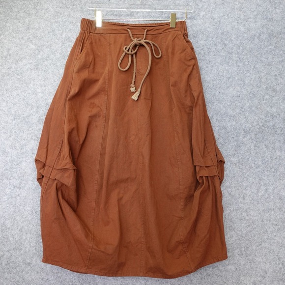 Cotton Dresses & Skirts - Y2K Lagenlook Cargo Skirt Womens SMALL Brown Forest Grunge Parachute Chocolate